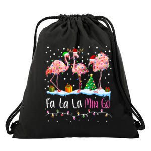 Fa La La La Mingo Flamingo Christmas Drawstring Bag