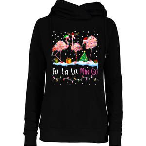 Fa La La La Mingo Flamingo Christmas Womens Funnel Neck Pullover Hood