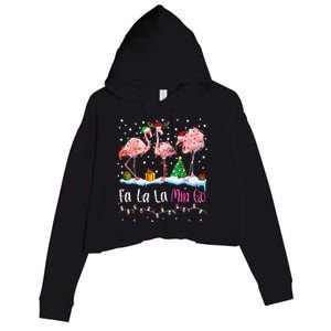 Fa La La La Mingo Flamingo Christmas Crop Fleece Hoodie