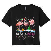 Fa La La La Mingo Flamingo Christmas Women's Crop Top Tee