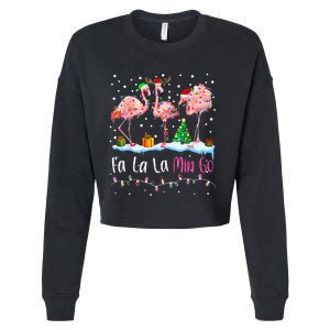 Fa La La La Mingo Flamingo Christmas Cropped Pullover Crew