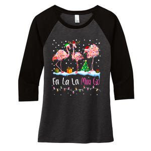 Fa La La La Mingo Flamingo Christmas Women's Tri-Blend 3/4-Sleeve Raglan Shirt