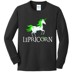 Funny Lepricorn Leprechaun Unicorn St. Patrick's Day Kids Long Sleeve Shirt