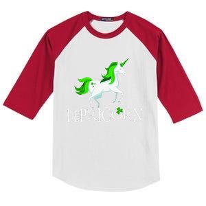 Funny Lepricorn Leprechaun Unicorn St. Patrick's Day Kids Colorblock Raglan Jersey