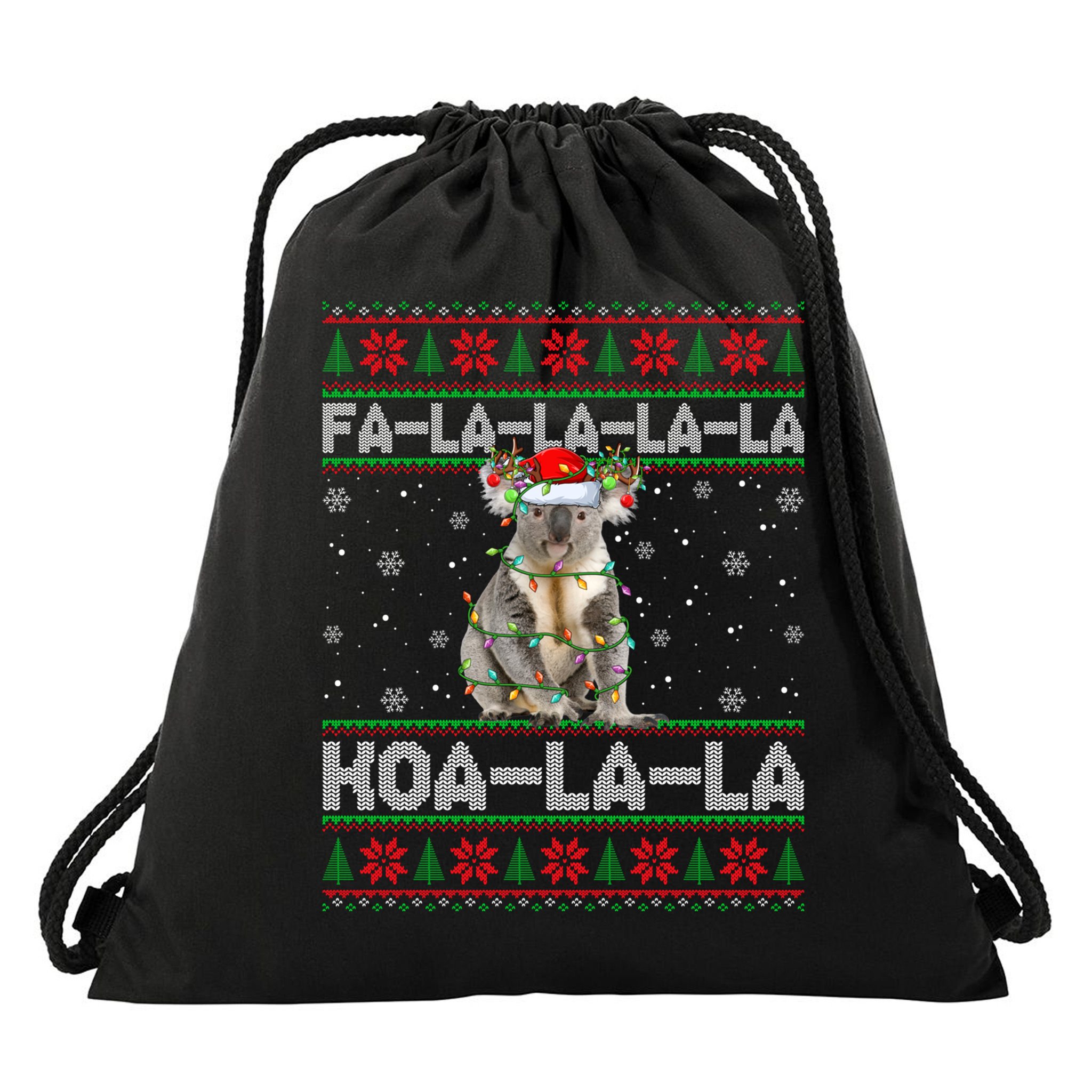 Fa La La Koa La La Koala Xmas Ugly Santa Koala Christmas Great Gift Drawstring Bag