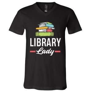 Funny Library Lady Librarian Library Assistant V-Neck T-Shirt