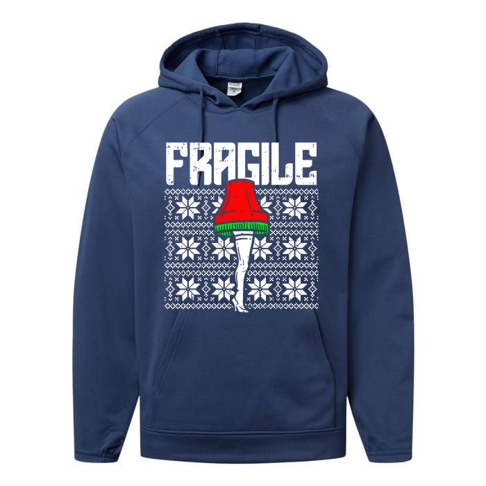 Fragile Leg Lamp Ugly Christmas Performance Fleece Hoodie