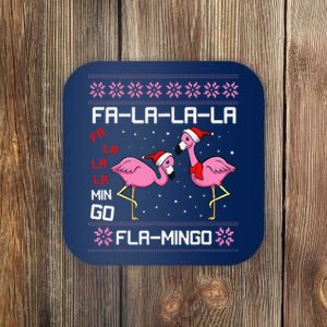 Fa La La Mingo Christmas Pajama Cute Flamingo Ugly XMas Coaster