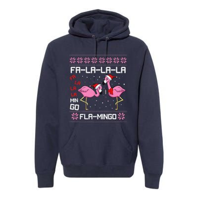 Fa La La Mingo Christmas Pajama Cute Flamingo Ugly XMas Premium Hoodie