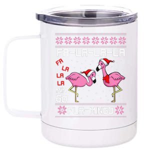 Fa La La Mingo Christmas Pajama Cute Flamingo Ugly XMas 12 oz Stainless Steel Tumbler Cup