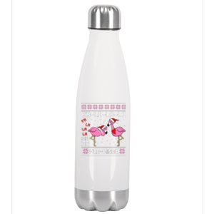 Fa La La Mingo Christmas Pajama Cute Flamingo Ugly XMas Stainless Steel Insulated Water Bottle