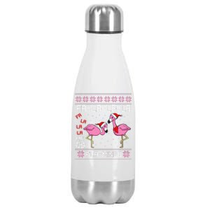 Fa La La Mingo Christmas Pajama Cute Flamingo Ugly XMas Stainless Steel Insulated Water Bottle