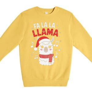 Fa La La Llama Funny Holiday Llama Christmas Carol Premium Crewneck Sweatshirt