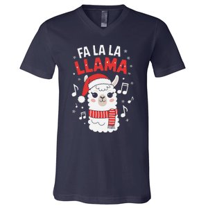 Fa La La Llama Funny Holiday Llama Christmas Carol V-Neck T-Shirt