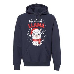 Fa La La Llama Funny Holiday Llama Christmas Carol Premium Hoodie