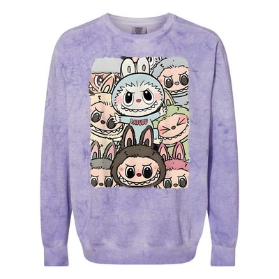 Funny Labubu Lover Cute Labubu And Friends Colorblast Crewneck Sweatshirt