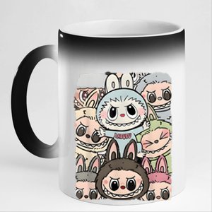 Funny Labubu Lover Cute Labubu And Friends 11oz Black Color Changing Mug