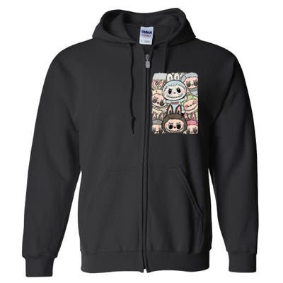 Funny Labubu Lover Cute Labubu And Friends Full Zip Hoodie