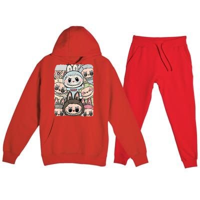 Funny Labubu Lover Cute Labubu And Friends Premium Hooded Sweatsuit Set