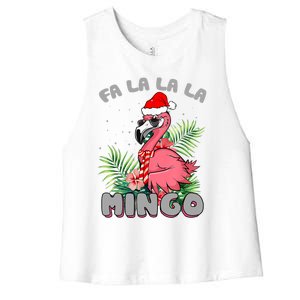 Fa La La La Mingo Funny Flamingos Merry Flocking Christmas Gift Women's Racerback Cropped Tank