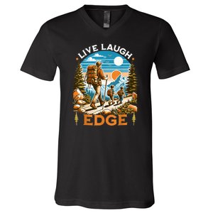 Funny Live Laugh Edge Ironic Brainrot Meme Edging Quote V-Neck T-Shirt