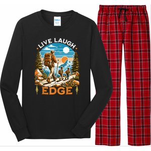 Funny Live Laugh Edge Ironic Brainrot Meme Edging Quote Long Sleeve Pajama Set