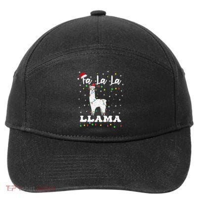 Fa La La Llama Christmas Lamma Lama Tree Lights Santa Family Gift 7-Panel Snapback Hat