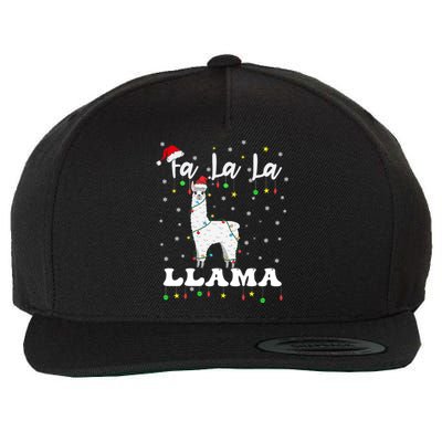 Fa La La Llama Christmas Lamma Lama Tree Lights Santa Family Gift Wool Snapback Cap