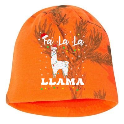 Fa La La Llama Christmas Lamma Lama Tree Lights Santa Family Gift Kati - Camo Knit Beanie