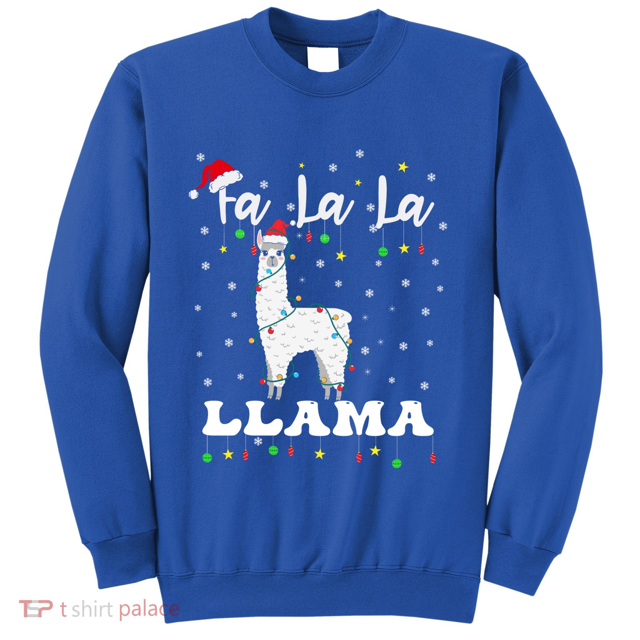 Fa La La Llama Christmas Lamma Lama Tree Lights Santa Family Gift Sweatshirt