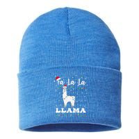 Fa La La Llama Christmas Lamma Lama Tree Lights Santa Family Gift Sustainable Knit Beanie