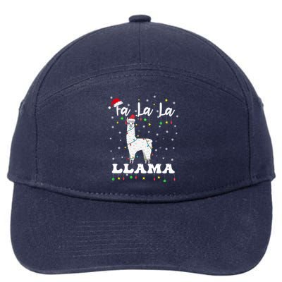 Fa La La Llama Christmas Lamma Lama Tree Lights Santa Family Gift 7-Panel Snapback Hat