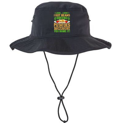 Funny Look Look I Got Beans Greens Potatoes Tomatoes You Name It Bucket Hat