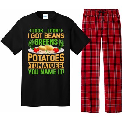 Funny Look Look I Got Beans Greens Potatoes Tomatoes You Name It Pajama Set