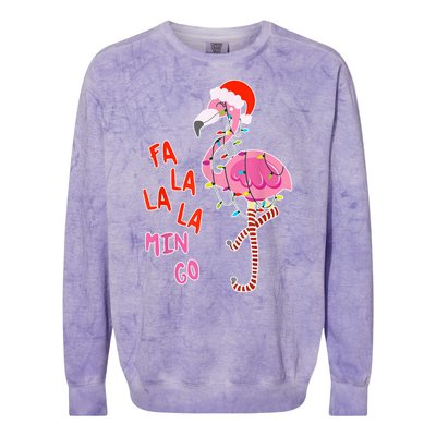 Fa La La La Min Go Flamingo Christmas Colorblast Crewneck Sweatshirt