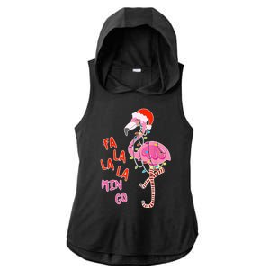 Fa La La La Min Go Flamingo Christmas Ladies PosiCharge Tri-Blend Wicking Draft Hoodie Tank