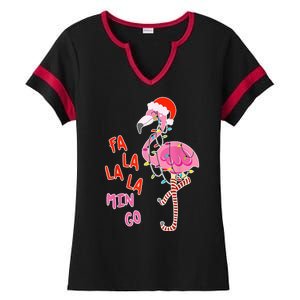 Fa La La La Min Go Flamingo Christmas Ladies Halftime Notch Neck Tee