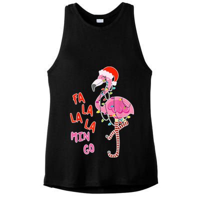 Fa La La La Min Go Flamingo Christmas Ladies PosiCharge Tri-Blend Wicking Tank