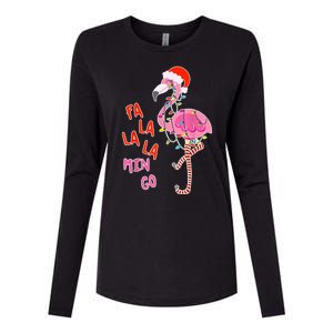 Fa La La La Min Go Flamingo Christmas Womens Cotton Relaxed Long Sleeve T-Shirt