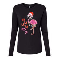 Fa La La La Min Go Flamingo Christmas Womens Cotton Relaxed Long Sleeve T-Shirt