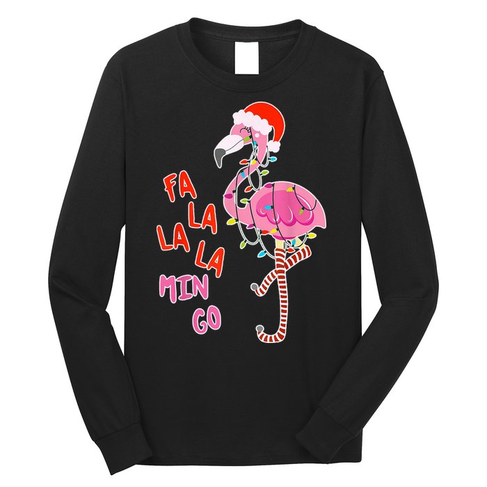 Fa La La La Min Go Flamingo Christmas Long Sleeve Shirt