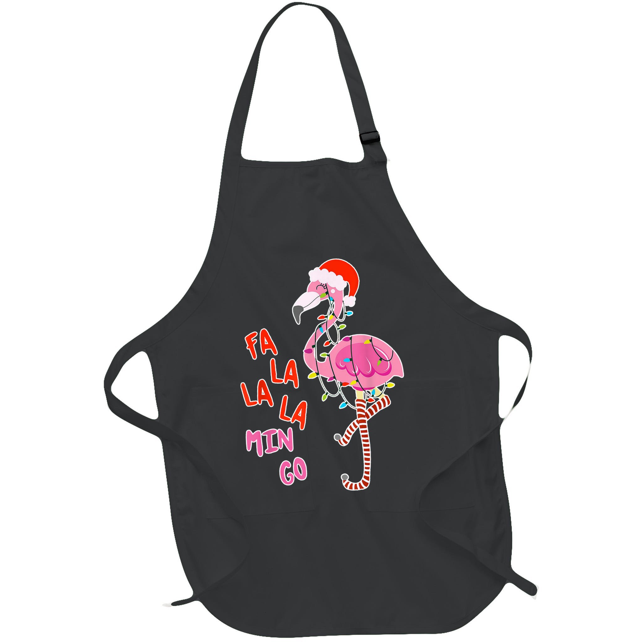 Fa La La La Min Go Flamingo Christmas Apron