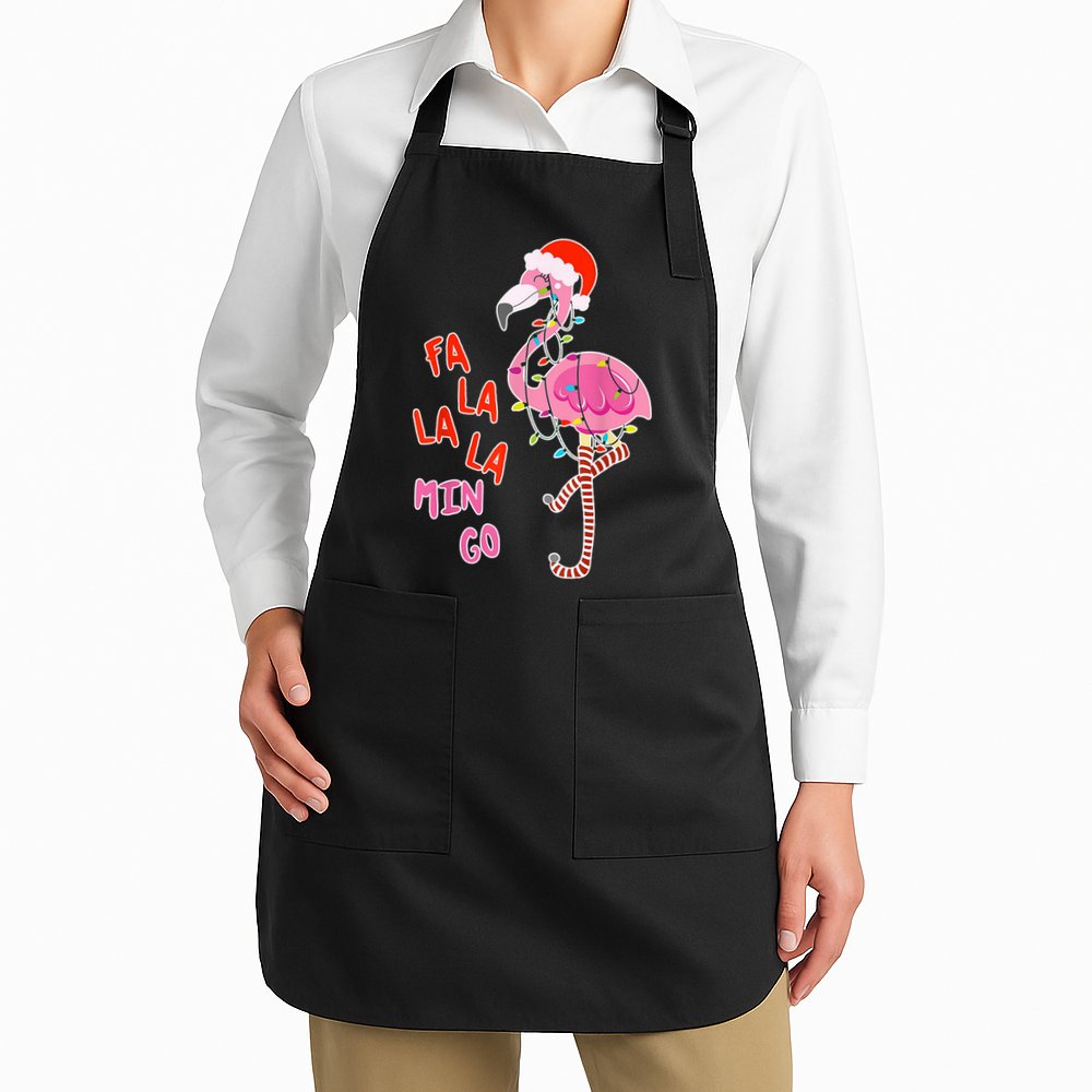 Fa La La La Min Go Flamingo Christmas Apron