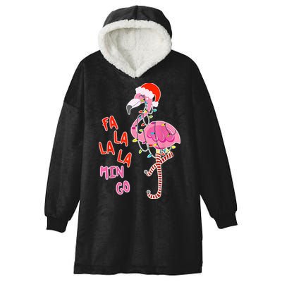 Fa La La La Min Go Flamingo Christmas Hooded Wearable Blanket