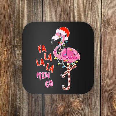 Fa La La La Min Go Flamingo Christmas Coaster