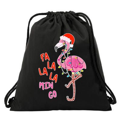 Fa La La La Min Go Flamingo Christmas Drawstring Bag