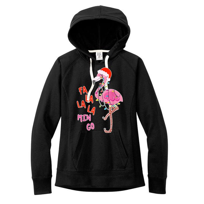 Fa La La La Min Go Flamingo Christmas Women's Fleece Hoodie