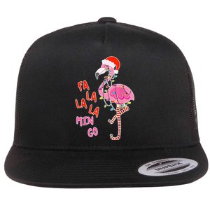 Fa La La La Min Go Flamingo Christmas Flat Bill Trucker Hat