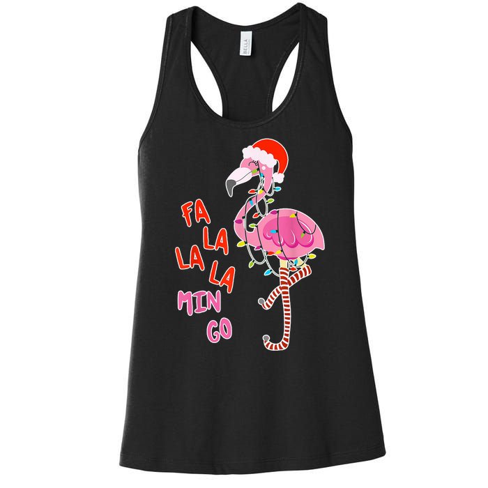 Fa La La La Min Go Flamingo Christmas Women's Racerback Tank