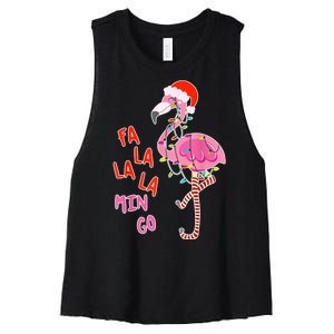 Fa La La La Min Go Flamingo Christmas Women's Racerback Cropped Tank